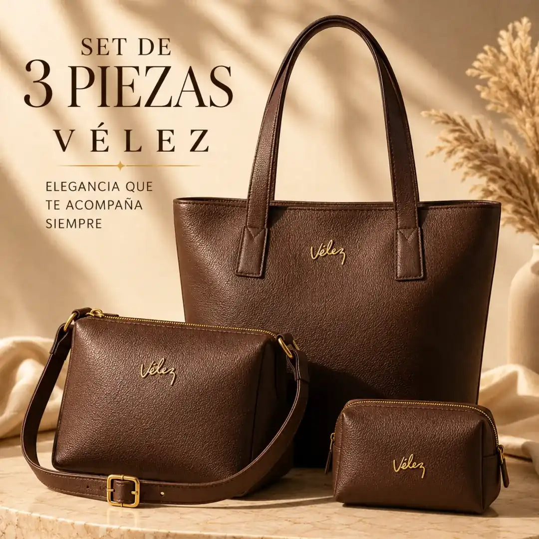 Set Vélez® 3 en 1 — Bolso + Carriel + Monedero de Regalo