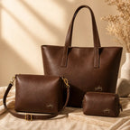 Set de bolsos Vélez 3 en 1 para mujer - bolso, carriel y monedero en cuero vegano